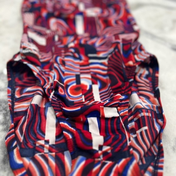 SPEEDO ENDURANCE Cubicle Plus Flyback USA Swimsuit Polyester Navy Red White S - Picture 5 of 8